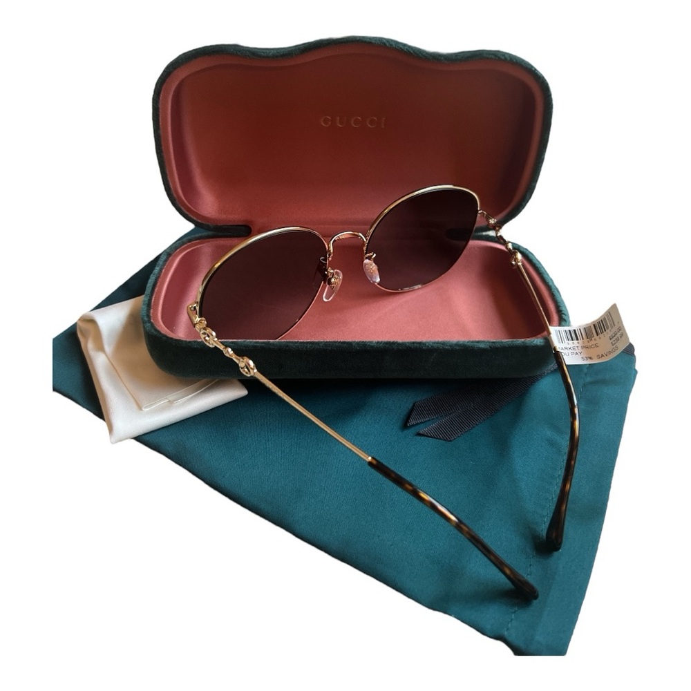 Gucci 59mm gold oval Horsebit gradient sunglasses - Picture 5 of 8